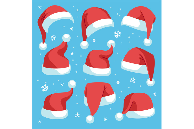 Santa hats. Red christmas santa hat design set, holiday masquerade cos By  YummyBuum