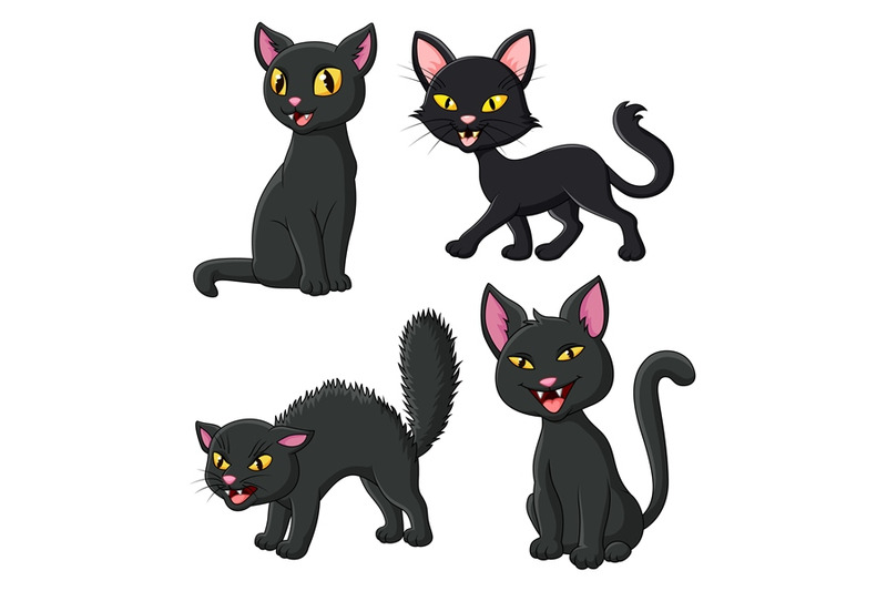 Cartoon Black cat Collection By tigatelu | TheHungryJPEG.com