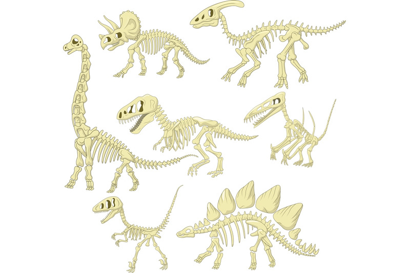 Cartoon Dinosaurs Skeleton Collection By tigatelu | TheHungryJPEG