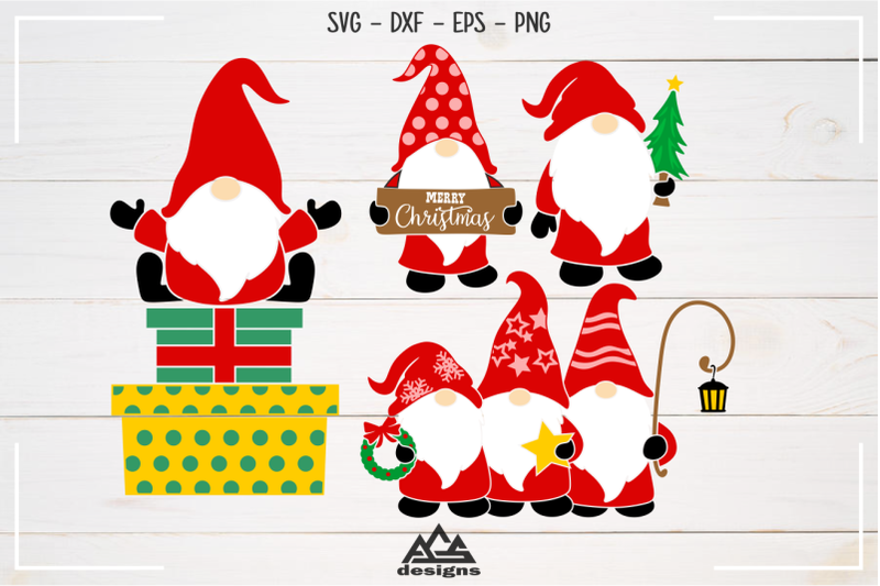 Download Free Svg Cute Red Gnomes Christmas Clipart Bundle