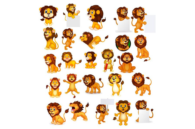 Cartoon Lion Collection By tigatelu | TheHungryJPEG