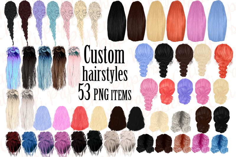 Custom Hairstyles Clipart,Hair clipart,Girls hairstyles By ChiliPapers ...