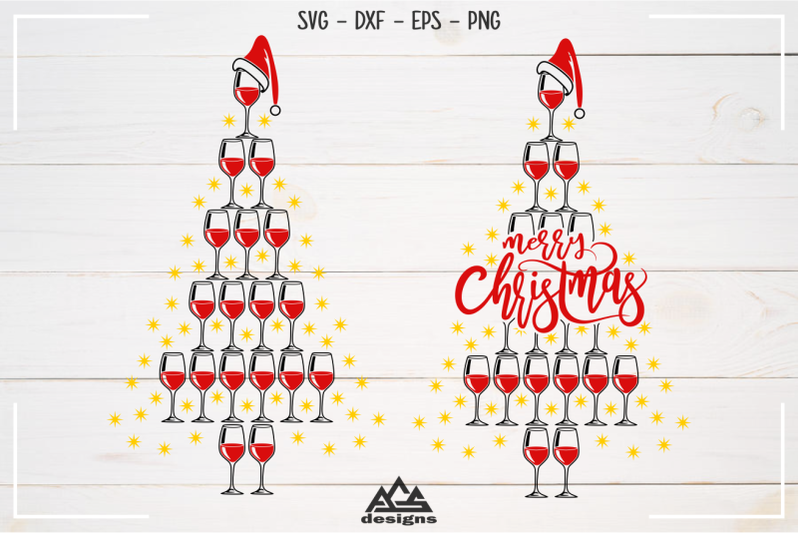 Wine Glass Christmas Tree Svg Design By Agsdesign Thehungryjpeg Com