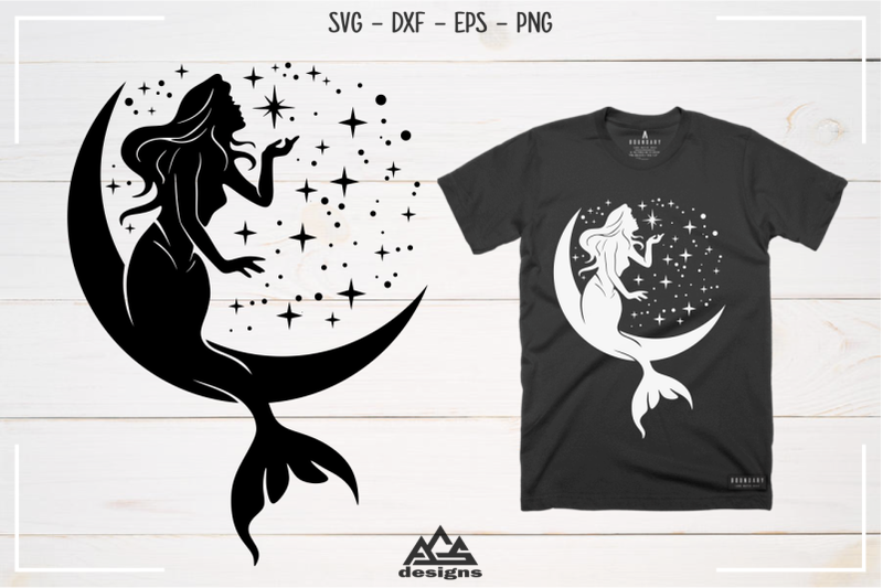 Download Mermaid at Moon Svg Design By AgsDesign | TheHungryJPEG.com
