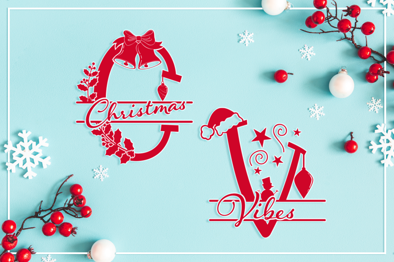 Christmas Vibes Split Letters Huge Bonus By Anastasia Feya Fonts Svg Cut Files Thehungryjpeg Com