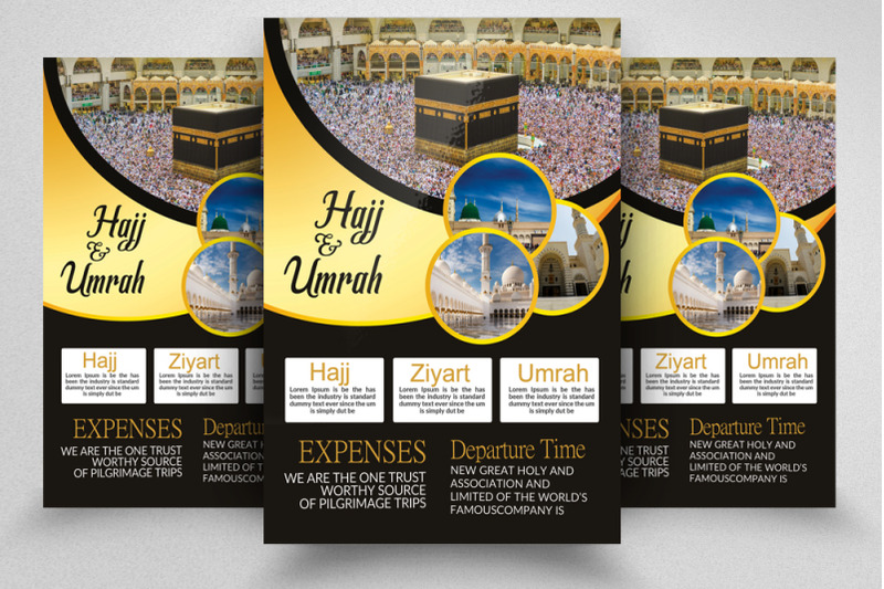 Hajj and Umrah Flyer Template By Designhub | TheHungryJPEG