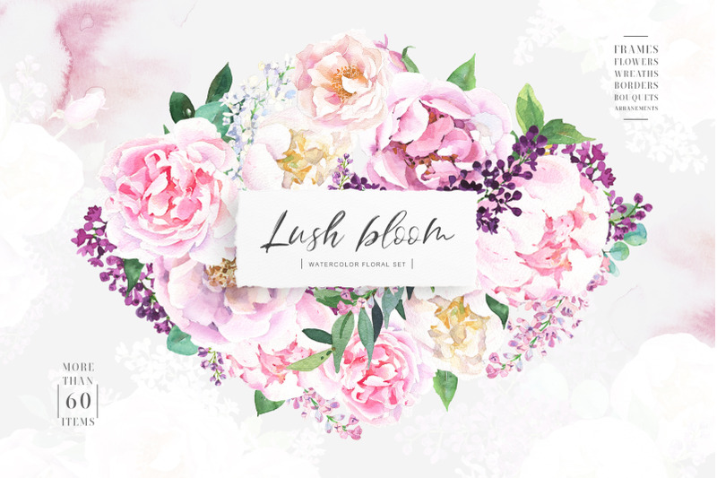 Lush bloom - Watercolor pink flowers By Pamyatka | TheHungryJPEG