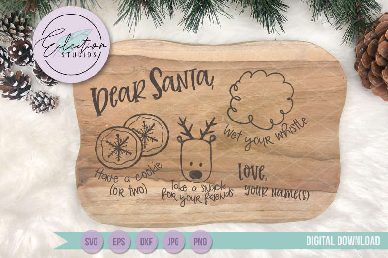 Dear Santa Doodle Cookie Tray SVG By EclectionStudios TheHungryJPEG.com.