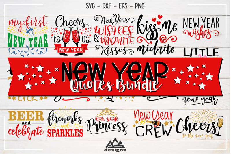 New Year Quotes Bundle Svg Design By AgsDesign | TheHungryJPEG