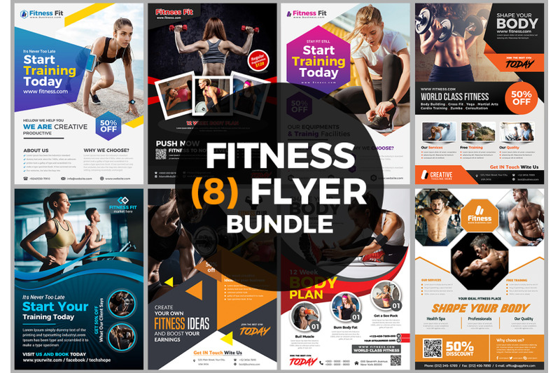 Fitness Flyer Bundle Print Templates By Afzaal Graphics | TheHungryJPEG