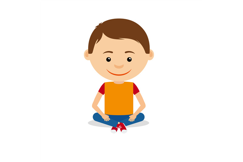 Smiling little boy sitting on floor By SmartStartStocker | TheHungryJPEG