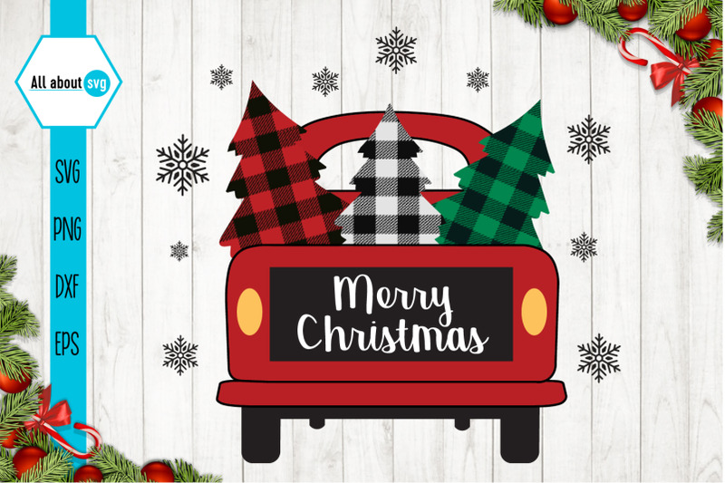 Download Christmas Truck Red Buffalo Plaid Svg By All About Svg ...