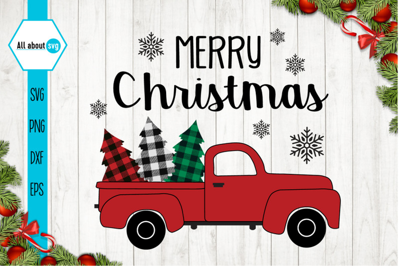 Christmas Buffalo Plaid Truck Svg By All About Svg | TheHungryJPEG