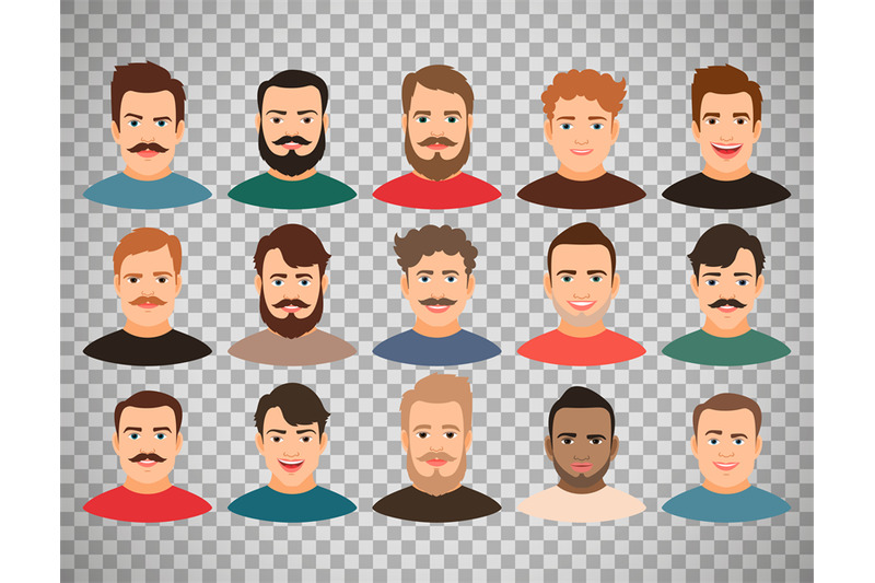 Man face avatars on transparent background By SmartStartStocker ...