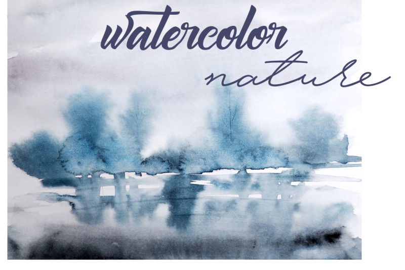 watercolor landscape By TanyaSergeevArt | TheHungryJPEG