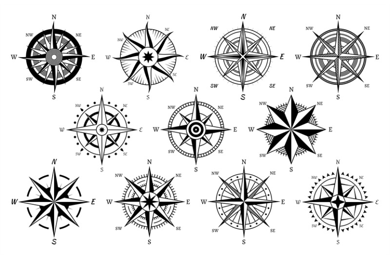 Vintage Compass Windrose Antique Compasses Nautical Cruise Sailing Sy By Yummybuum Thehungryjpeg Com