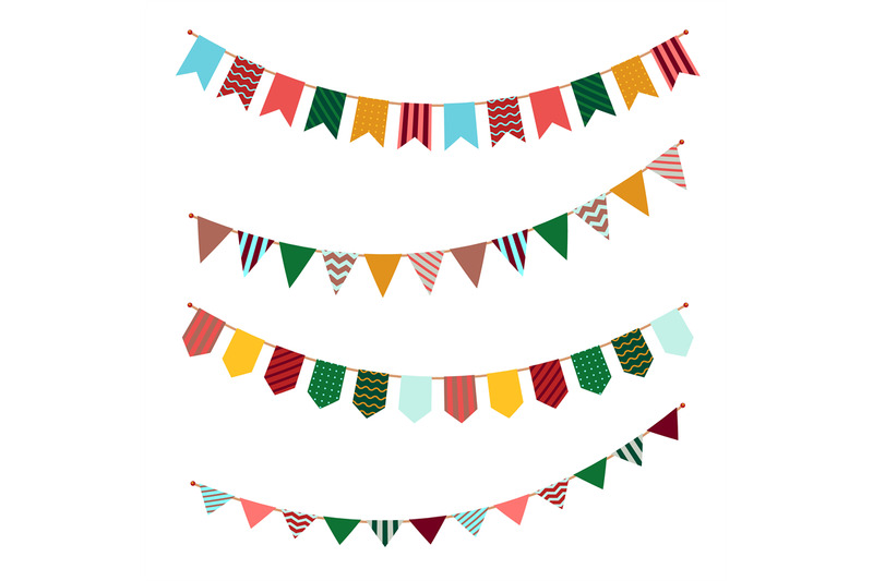Bunting Set Party Flags Garland With Ornament Decor On Streamers For By Yummybuum Thehungryjpeg Com