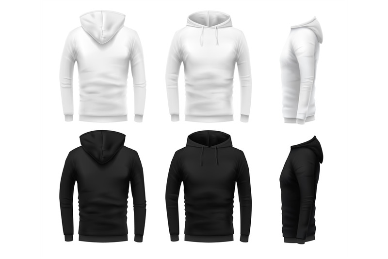 Realistic hoodie mockup. Black sweatshirt white urban wearing