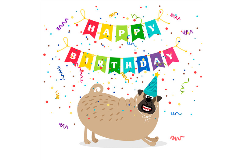 Happy Birthday card with dog By SmartStartStocker | TheHungryJPEG