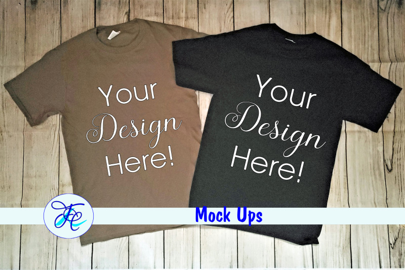 Tan and Black Mock Up Shirts By Family Creations | TheHungryJPEG