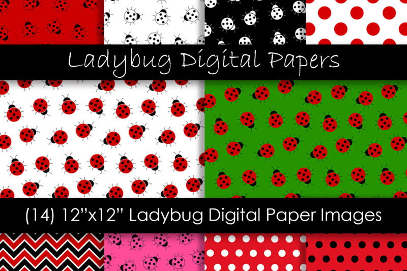 Ladybug Digital Paper Patterns By gjsart | TheHungryJPEG