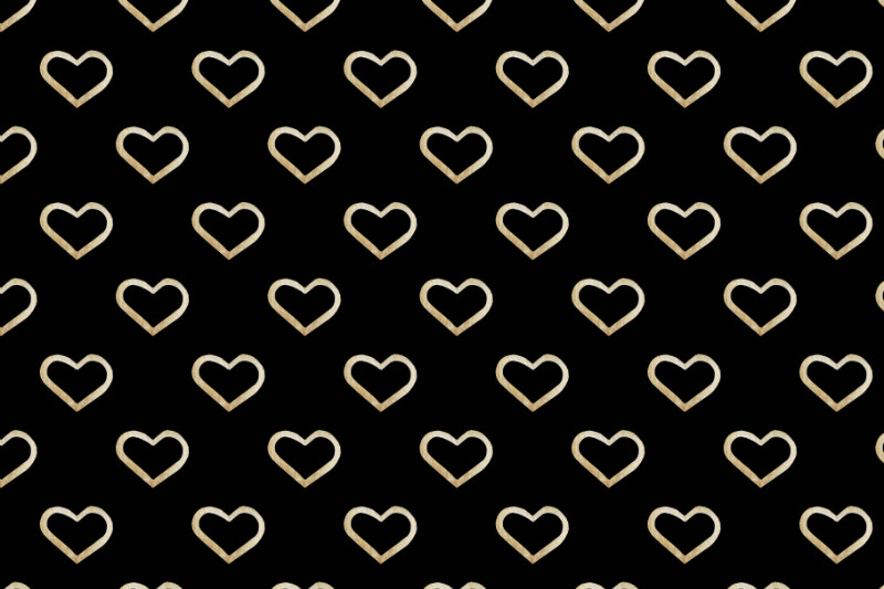 golden watercolor hearts seamless pattern on a black background By  Irina_Samoylova | TheHungryJPEG