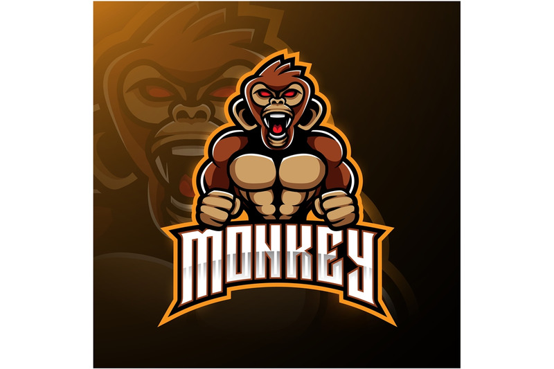 Angry monkey face mascot logo design By Visink | TheHungryJPEG.com