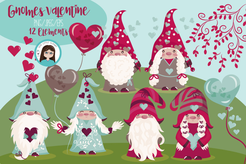 Valentine Gnomes By Cute Little Workshop | TheHungryJPEG