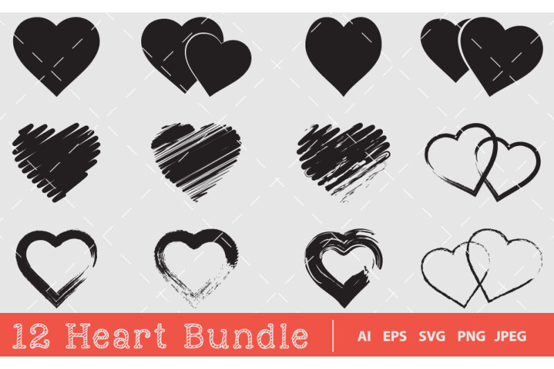 12 Heart Silhouette Bundle Design By Graphics Ninja | TheHungryJPEG