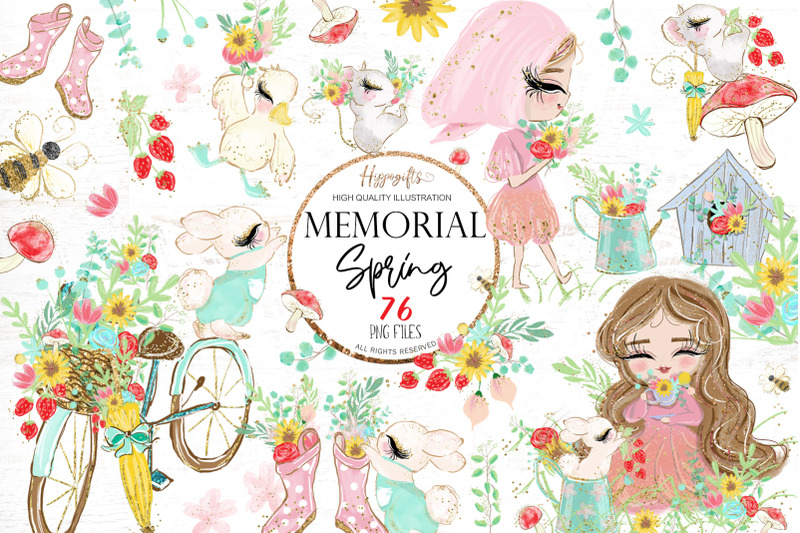 Spring Clipart By Hippogifts | TheHungryJPEG