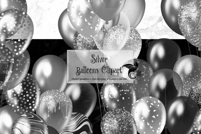 Silver Balloons Clipart By Digital Curio | TheHungryJPEG.com