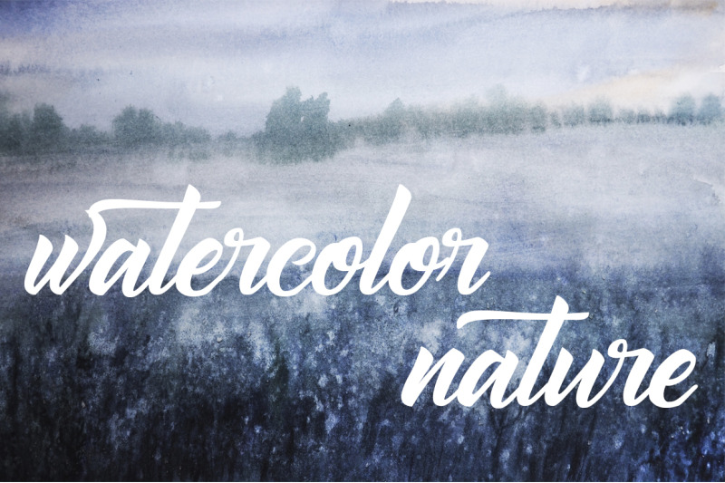 watercolor landscape (nature) field and fog By TanyaSergeevArt ...