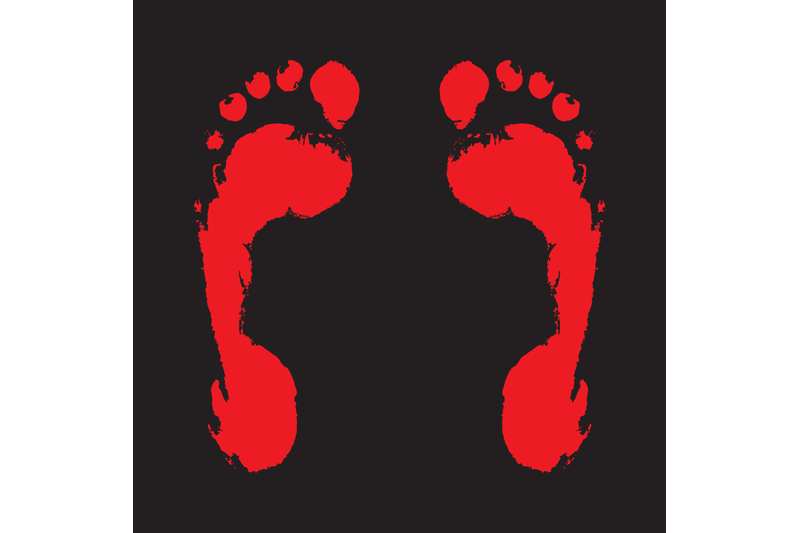 red baby footprints clipart