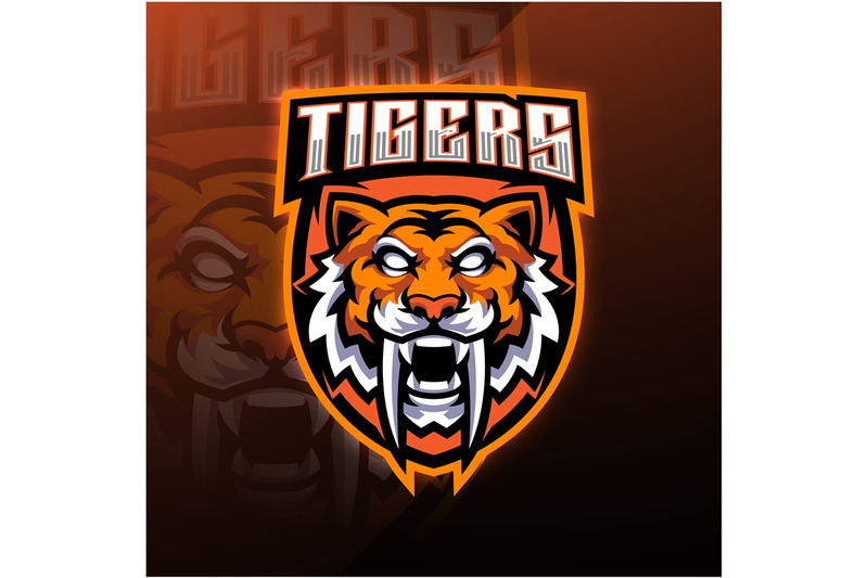 Tiger head esport mascot logo design By Visink | TheHungryJPEG