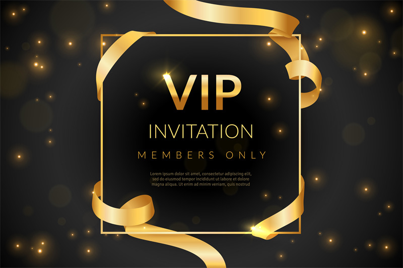 VIP. Luxury gift card, vip invitation coupon, certificate with gold te ...