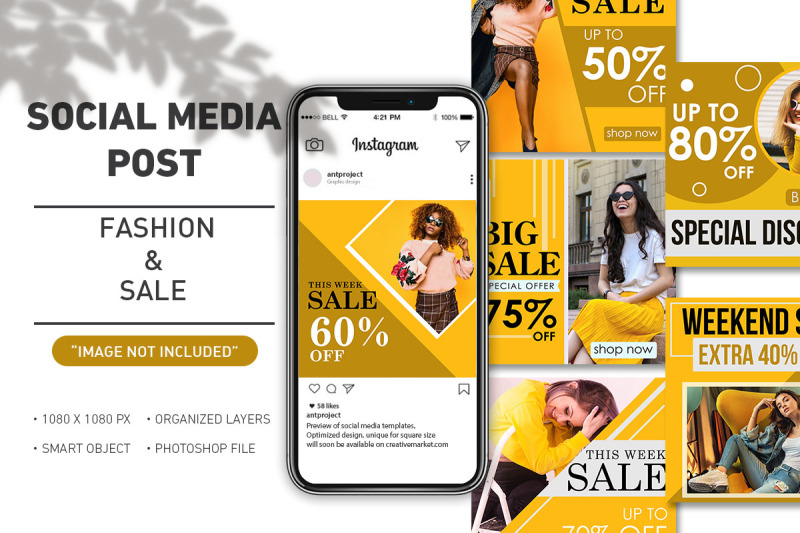 Social Media Post - Sale and fashion yellow collection template By ...