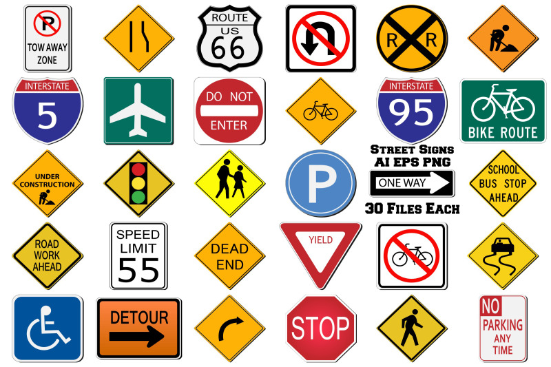 Street Signs AI EPS PNG By Me and Ameliè | TheHungryJPEG