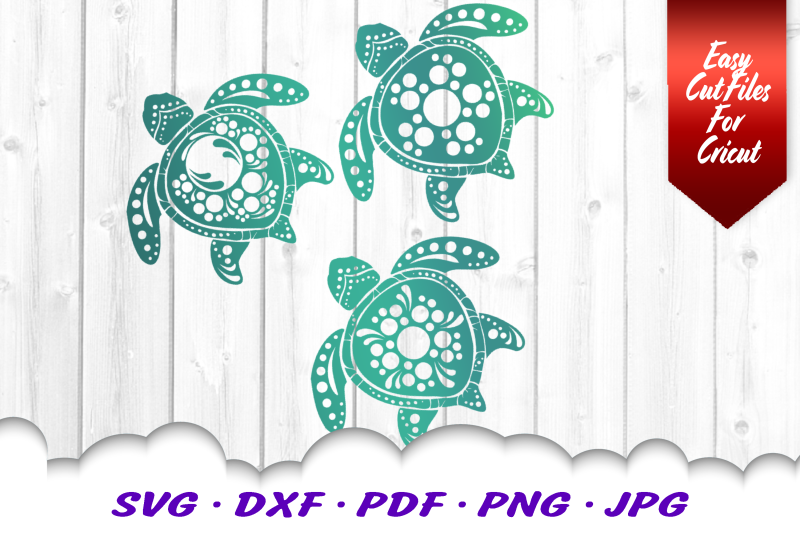 Mandala Sea Turtle SVG DXF Cut Files Bundle V3 By Cloud9DesignSVG ...