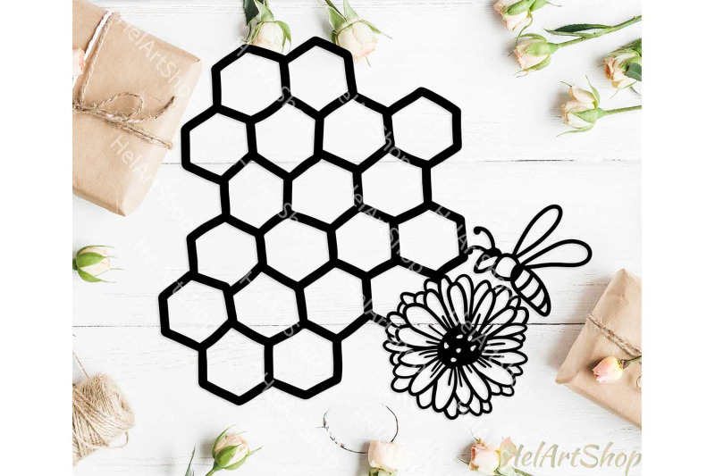 Download Honeycomb svg, bee svg, floral bee svg, honey bee svg By ...