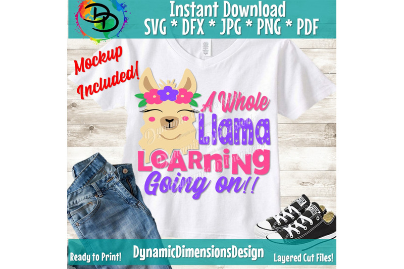 Download A Whole Llama Learning Going On SVG, Back to School Cut File, Teacher By Dynamic Dimensions ...