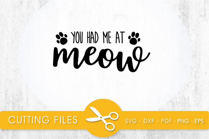 You Had Me At Meow Svg Png Eps Dxf Cut File By Prettycuttables Thehungryjpeg 2584