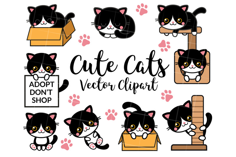 Cats Clipart, Cute Kittens Clip art, Kitten Clipart, Cat Clip art By My ...