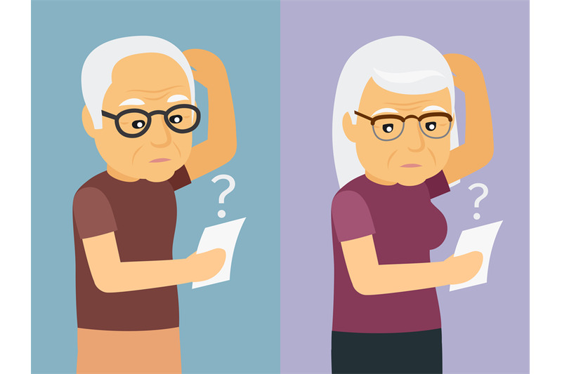 Old man and woman thinking vector illustration By SmartStartStocker ...