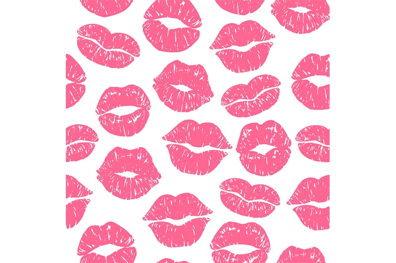 Kiss print seamless pattern. Girls kisses, lipstick prints and kissing ...