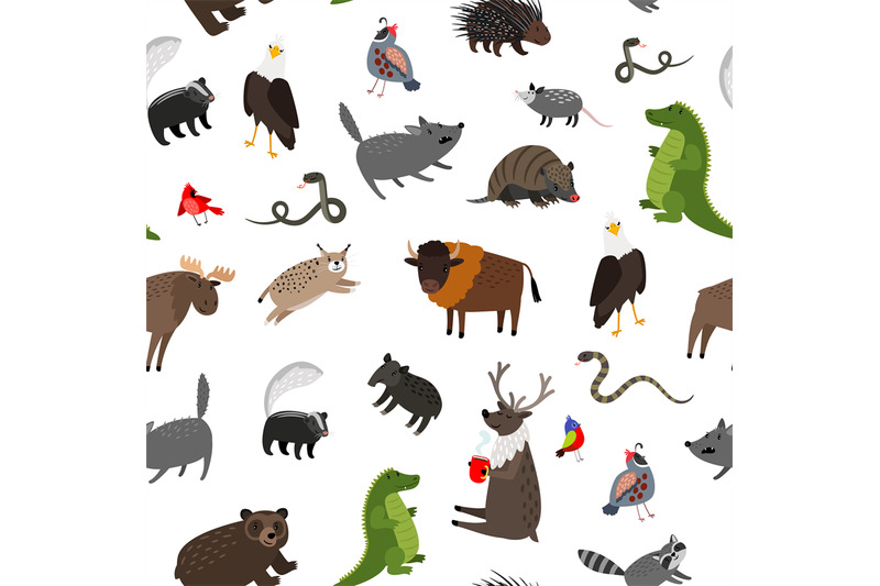 North america animals seamless pattern. Vector illustration By ...