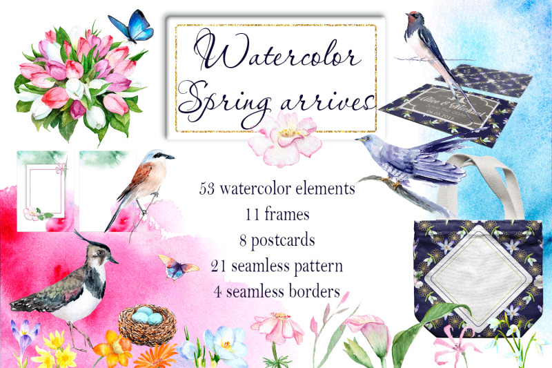 Watercolor Spring arrives By Watercolor stories | TheHungryJPEG