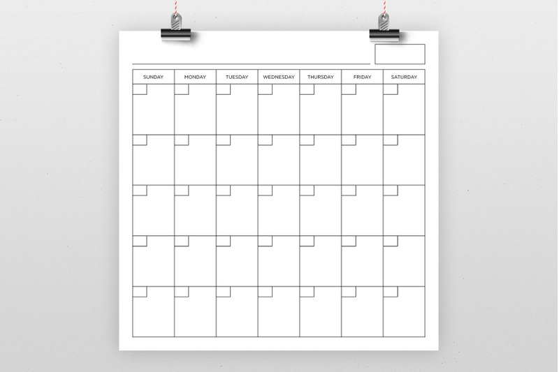 Square 12x12 Inch Blank Calendar Page By Running With Foxes | TheHungryJPEG