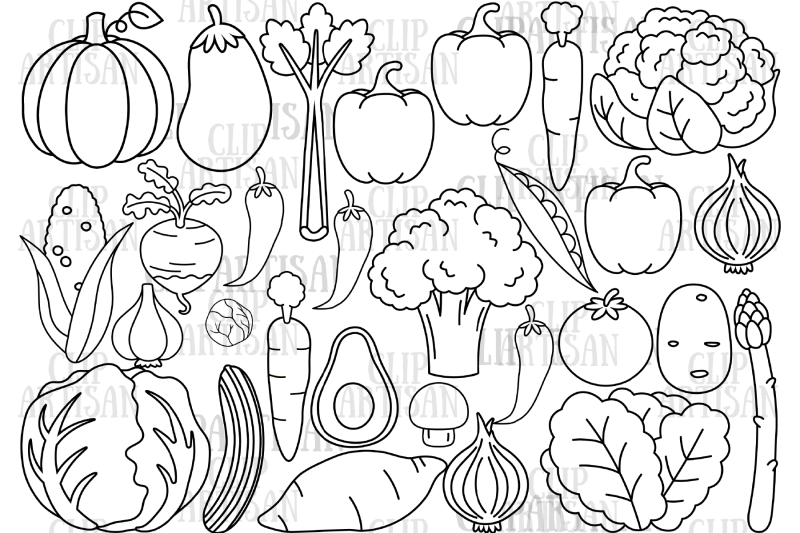 Vegetables Clipart Veggies Healthy Food Digital Stamp By Clipartisan Thehungryjpeg Com