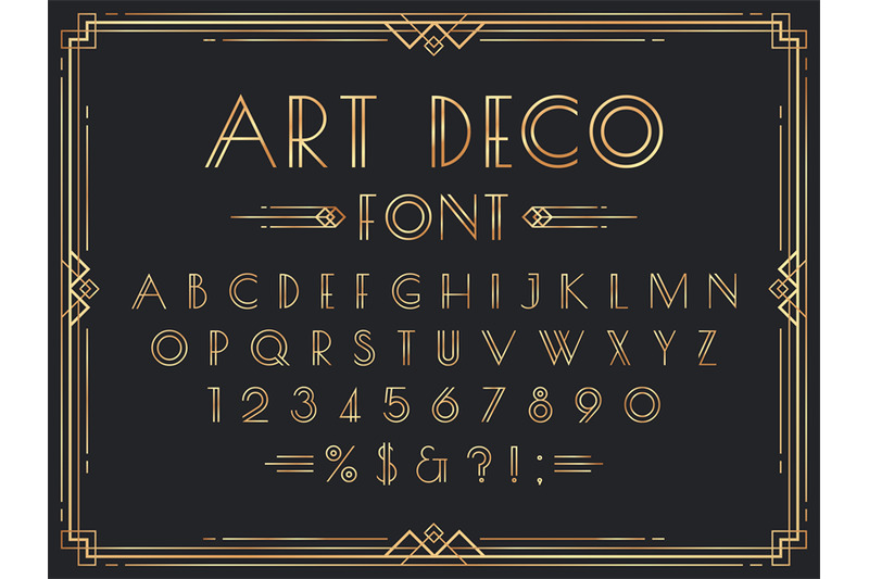Golden Art Deco Font Luxury Decorative 1920s Geometric Letters Ornam By Tartila Thehungryjpeg Com
