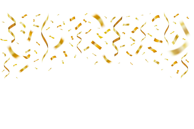Gold shiny realistic confetti. Celebration golden confetti party